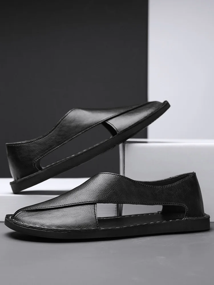 Designer Sandals Men's Handmade Cowhide Leather Sandals Fashion Hollow Out Casual Sandal Summer Comfortable Flat Sandals for Men
