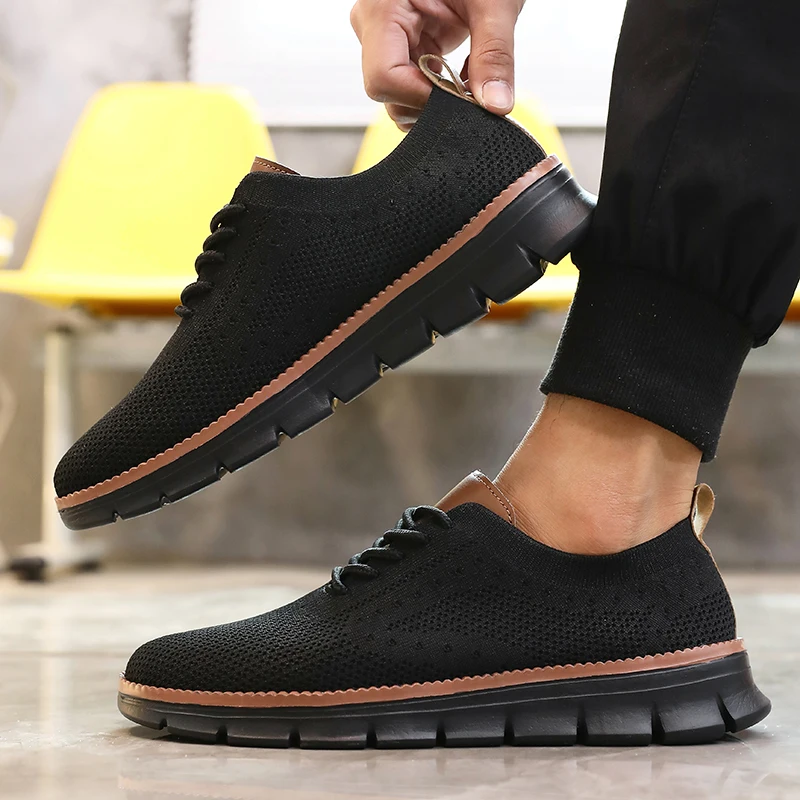 Ultra-Light Casual Knitted Shoes for Men Breathable Slip-Resistant Sneakers 2025 Flexible Soft Sole Trendy Comfortable Shoes Men