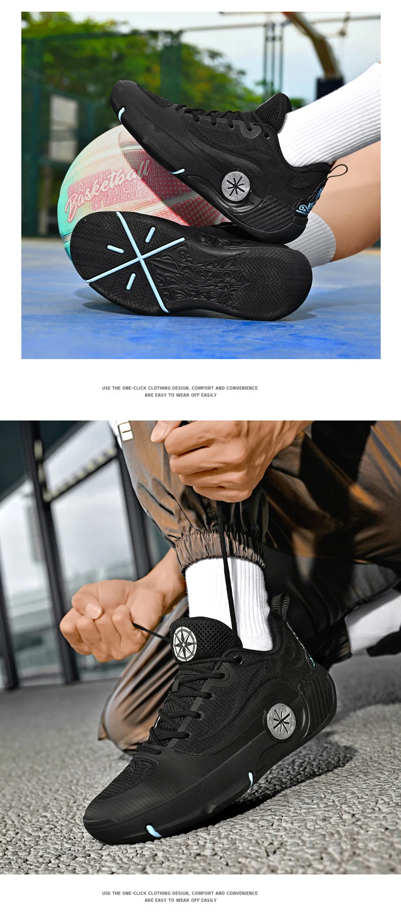 Men's Athletic Basketball Sneakers Breathable Cushioning Non-Slip Wearable Gym Training Running Shoes for Men