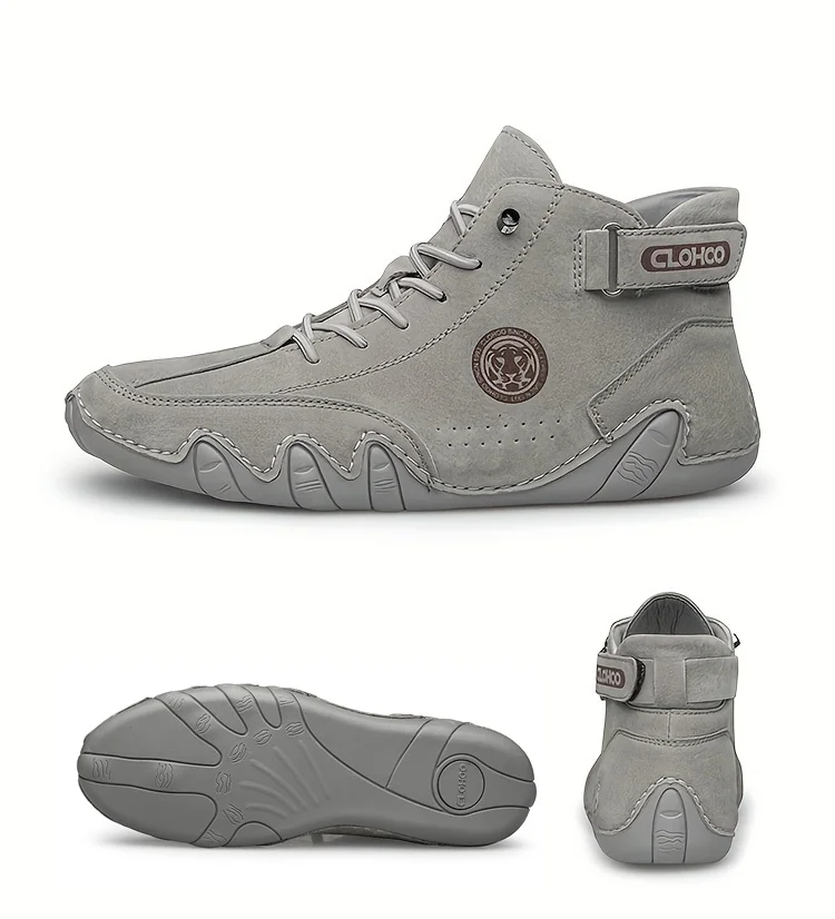 CLOHOO Hand-Sewn Octopus Design Men's Short Boots High-Top Leather Riding Boots Stylish Men's Footwear