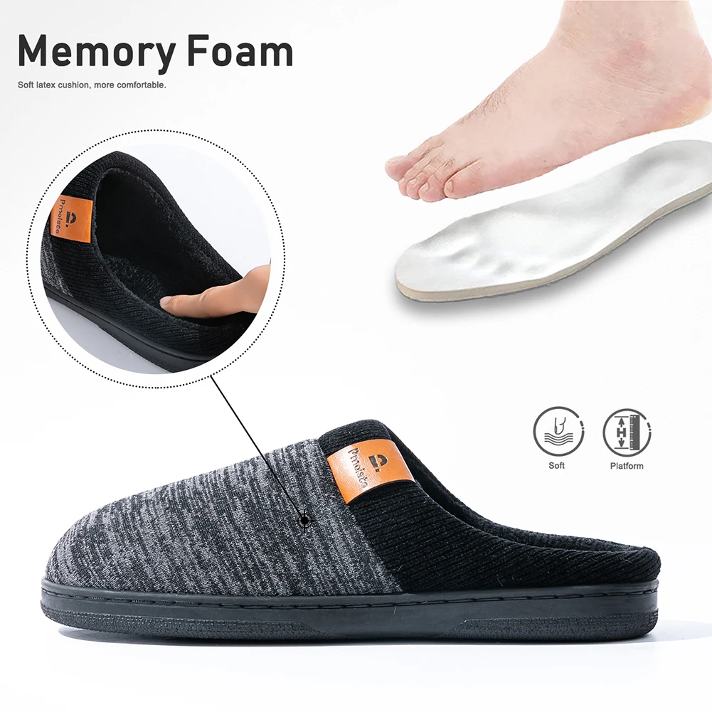 Winter Warm Men's Home Knitted Splicing Slippers TPR Anti slip Flat Shoes Comfortable and Soft Indoor Shoes