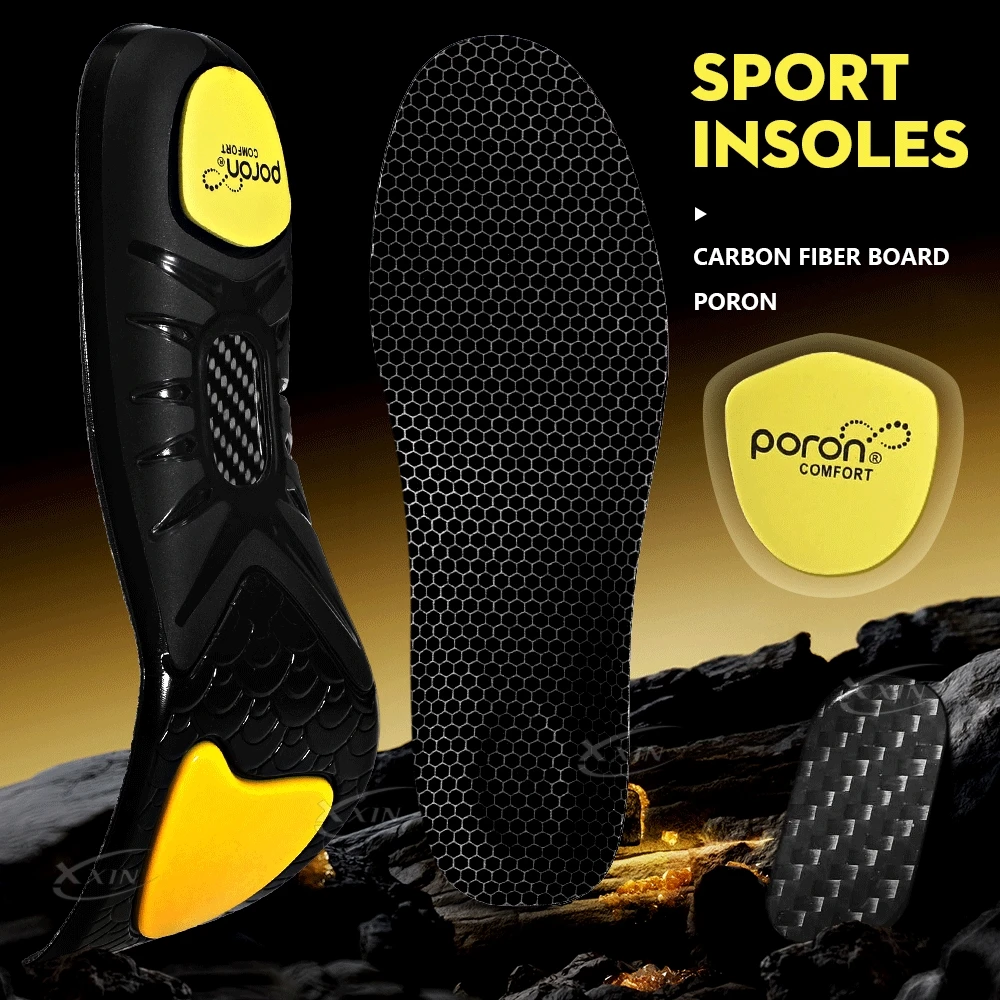 【xxin】Carbon Fiber Shell Heel Insole Poron Arch Support Insoles Pain Relief Shock Absorption Shoes Pad