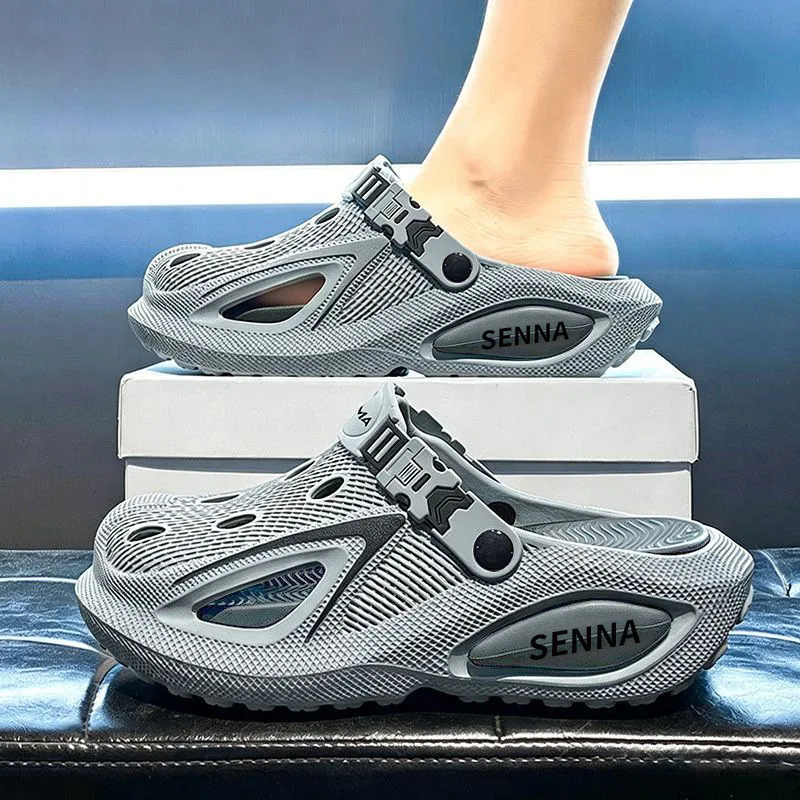 7CM Thick Soled Perforated Shoes for Men's Summer Outerwear 2026 New Thick Soled Wear-Resistant and Non Slip Sandals