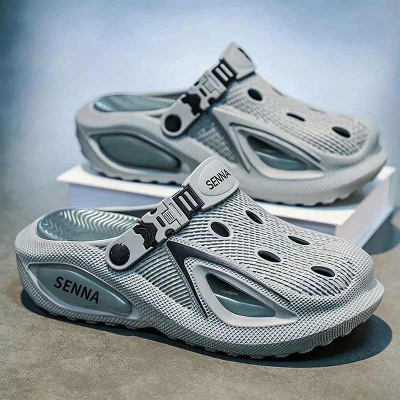 7CM Thick Soled Perforated Shoes for Men's Summer Outerwear 2026 New Thick Soled Wear-Resistant and Non Slip Sandals