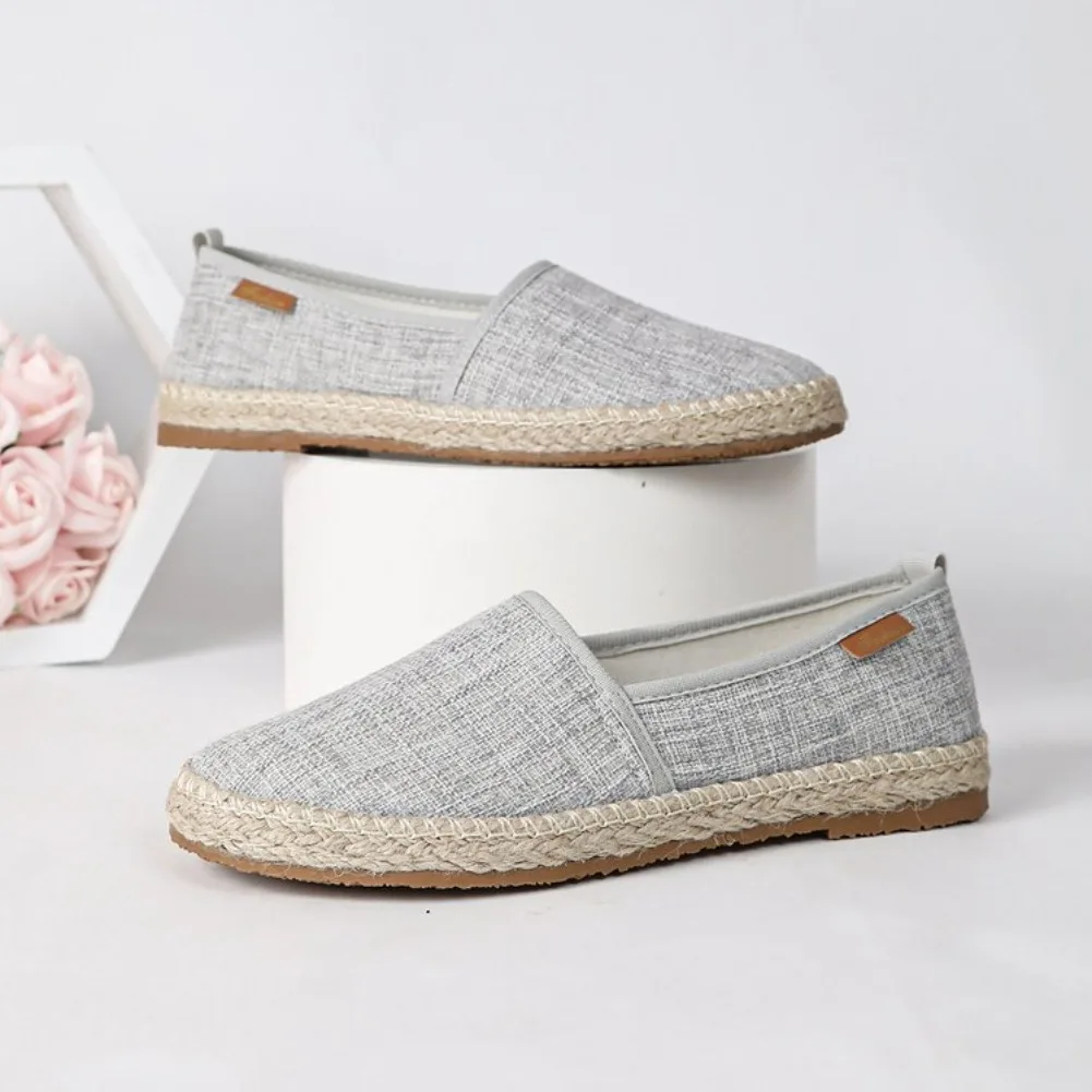 2026 Summer Comfortable Canvas Flat Shoes Women Breathable Non-Slip Espadrille Shoes Solid Color Shallow Casual Flats