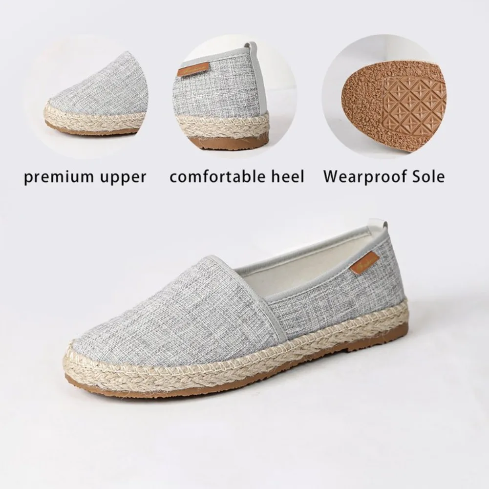 2026 Summer Comfortable Canvas Flat Shoes Women Breathable Non-Slip Espadrille Shoes Solid Color Shallow Casual Flats