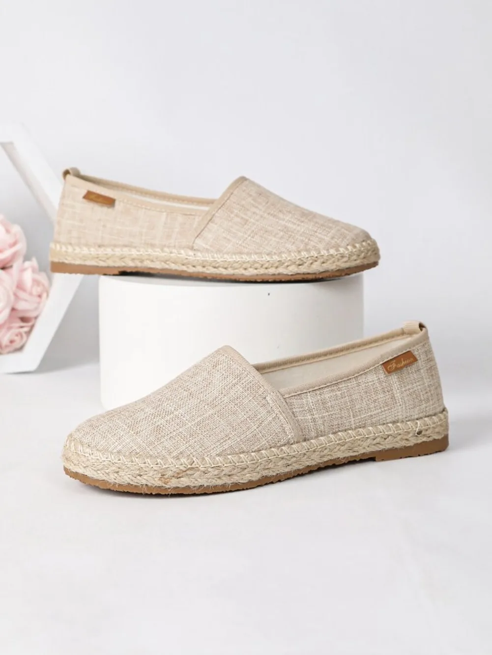 2026 Summer Comfortable Canvas Flat Shoes Women Breathable Non-Slip Espadrille Shoes Solid Color Shallow Casual Flats