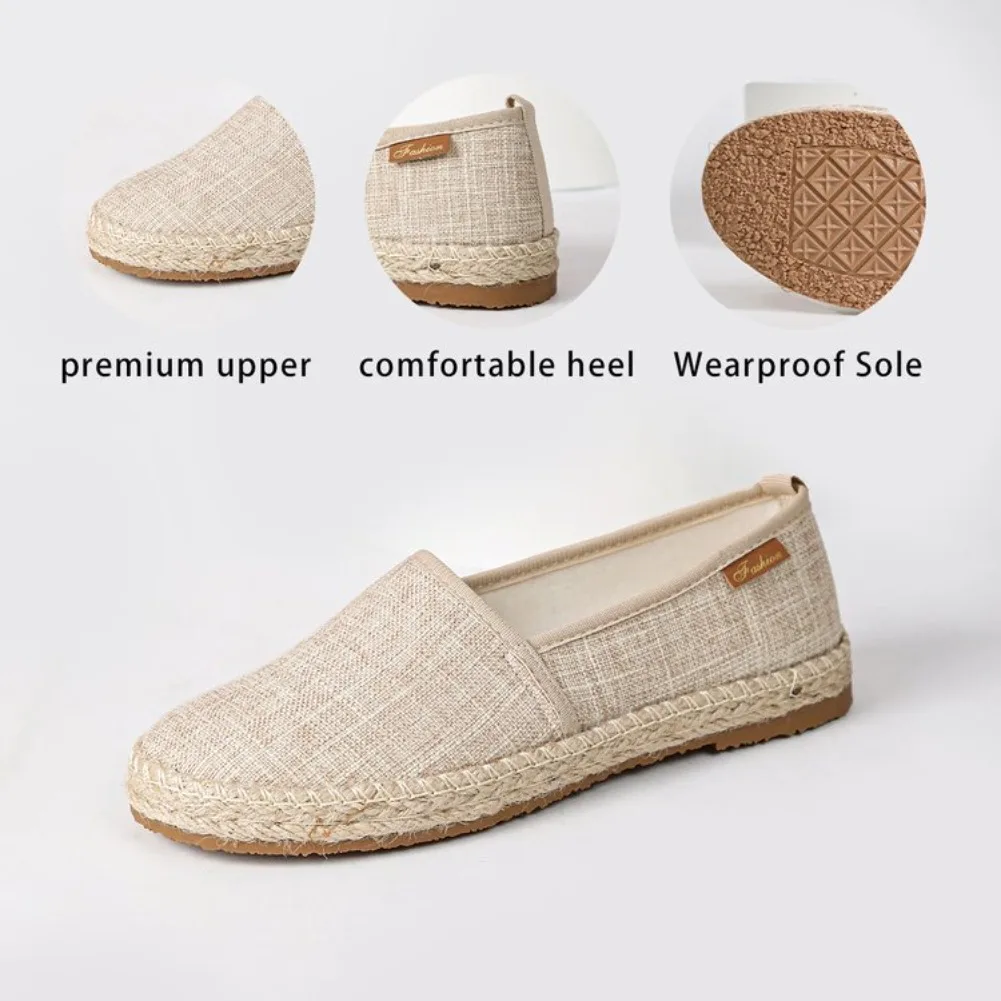 2026 Summer Comfortable Canvas Flat Shoes Women Breathable Non-Slip Espadrille Shoes Solid Color Shallow Casual Flats