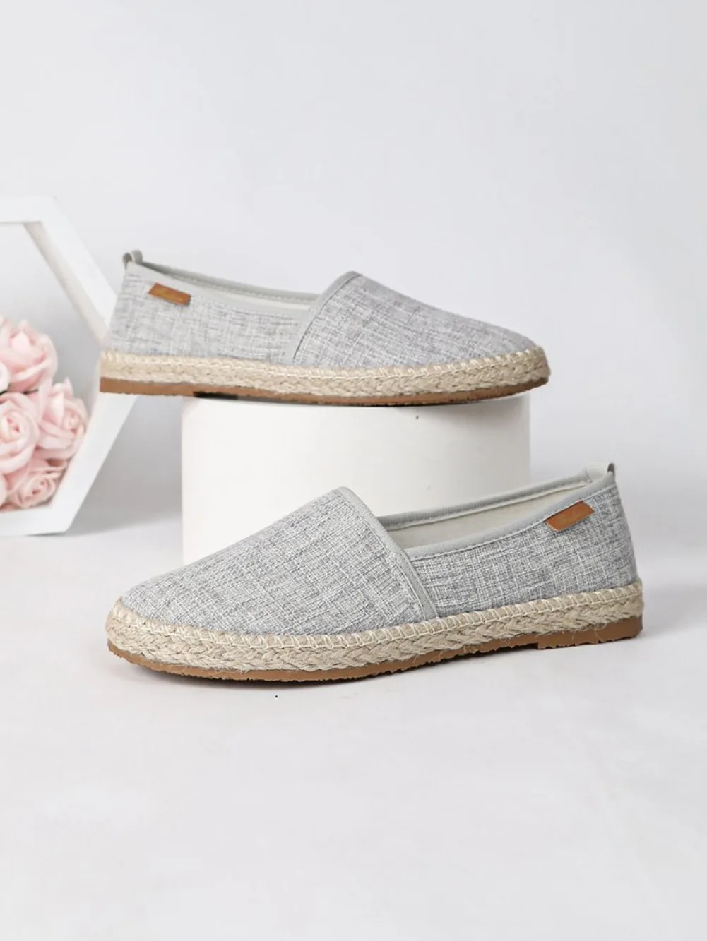 2026 Summer Comfortable Canvas Flat Shoes Women Breathable Non-Slip Espadrille Shoes Solid Color Shallow Casual Flats