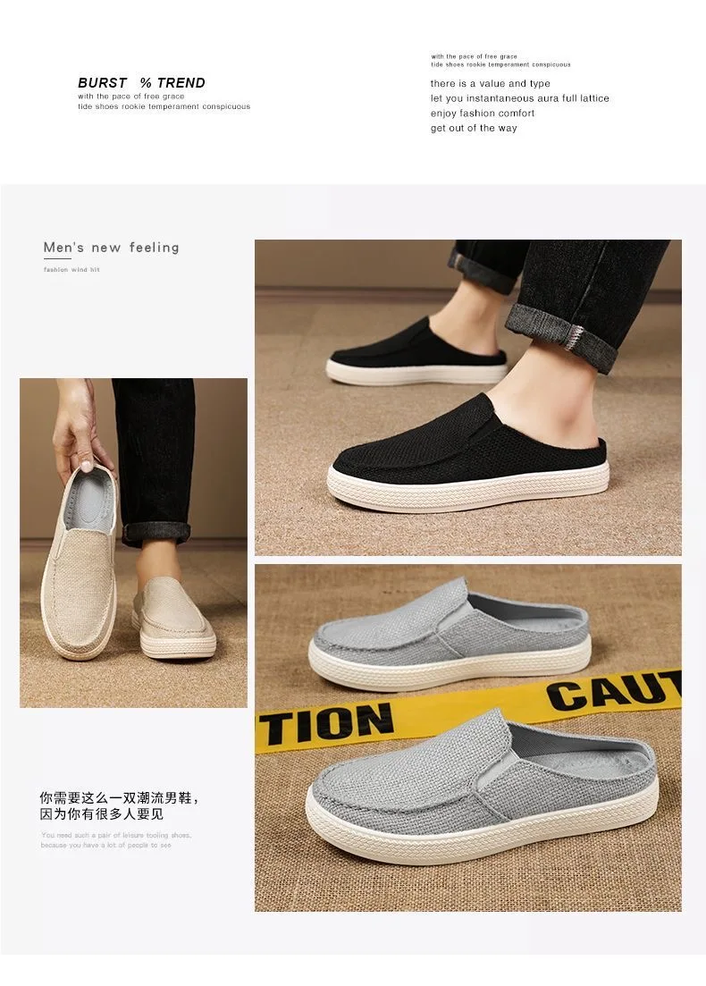 Sneaker Men's Summer Breathable Shoes Lazy Casual Driving Shoes Slipper Male Comfortable Walking Shoes Bottom Soft