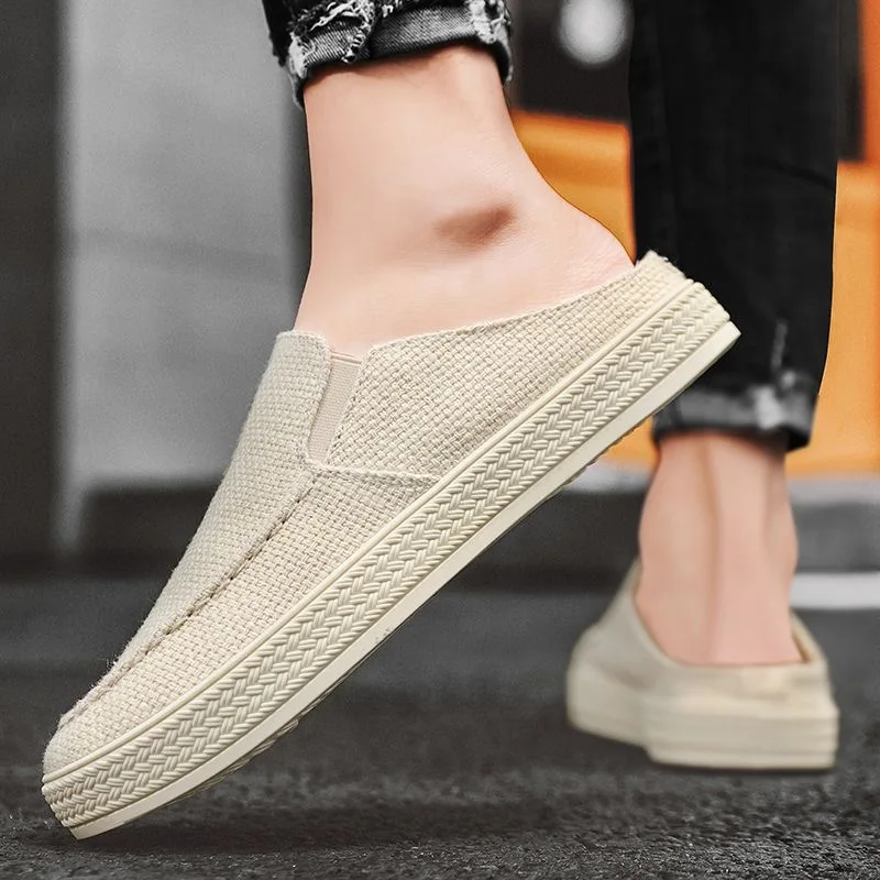 Sneaker Men's Summer Breathable Shoes Lazy Casual Driving Shoes Slipper Male Comfortable Walking Shoes Bottom Soft
