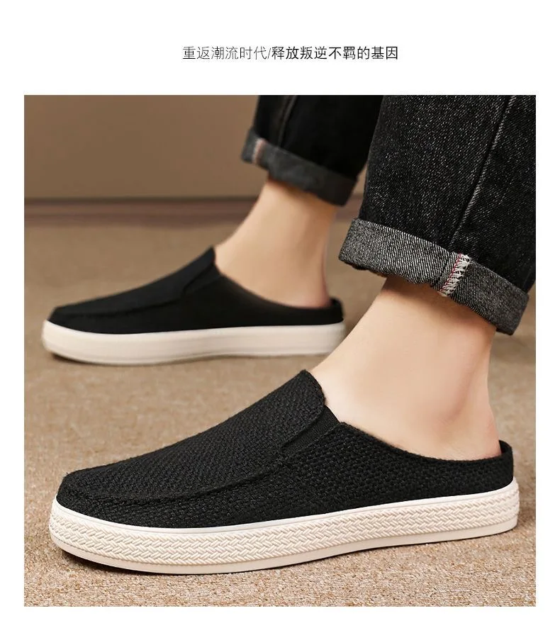 Sneaker Men's Summer Breathable Shoes Lazy Casual Driving Shoes Slipper Male Comfortable Walking Shoes Bottom Soft