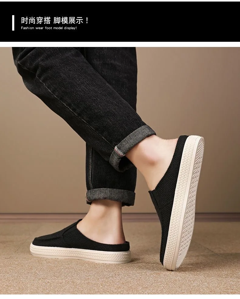 Sneaker Men's Summer Breathable Shoes Lazy Casual Driving Shoes Slipper Male Comfortable Walking Shoes Bottom Soft