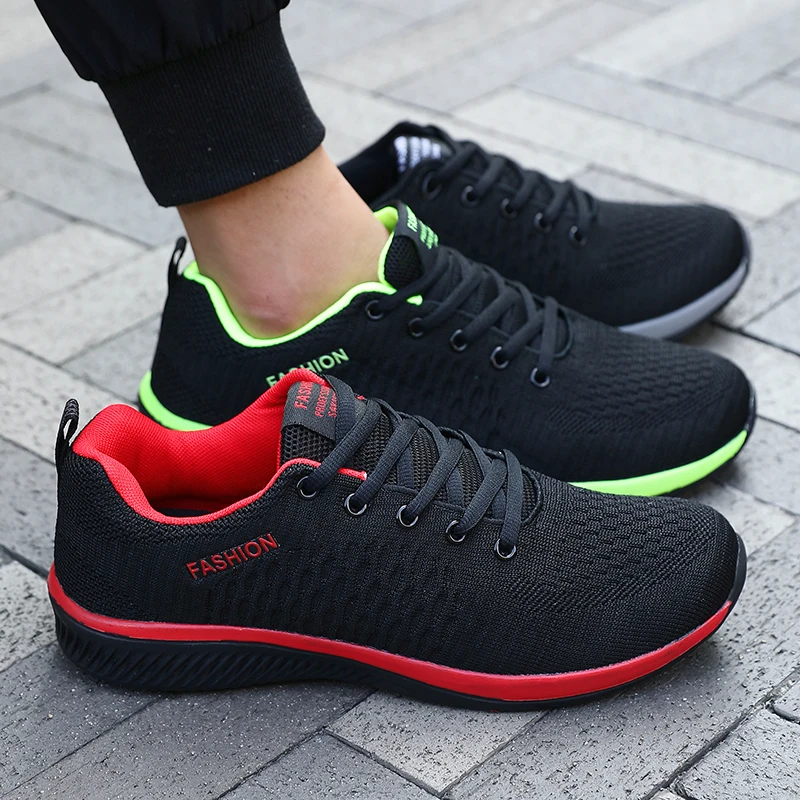 Men's Mesh Running Sneakers Athletic Gym Lightweight Men Causal Shoes 2025 Fashion Breathable Knit Walking Footwear Size 39-46