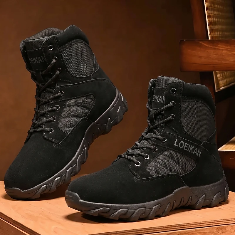 Men Military Tactical Boots Shock Absorbing Anti-Slip High Top Shoes For Hunting Trekking Daily Work Outdoor
