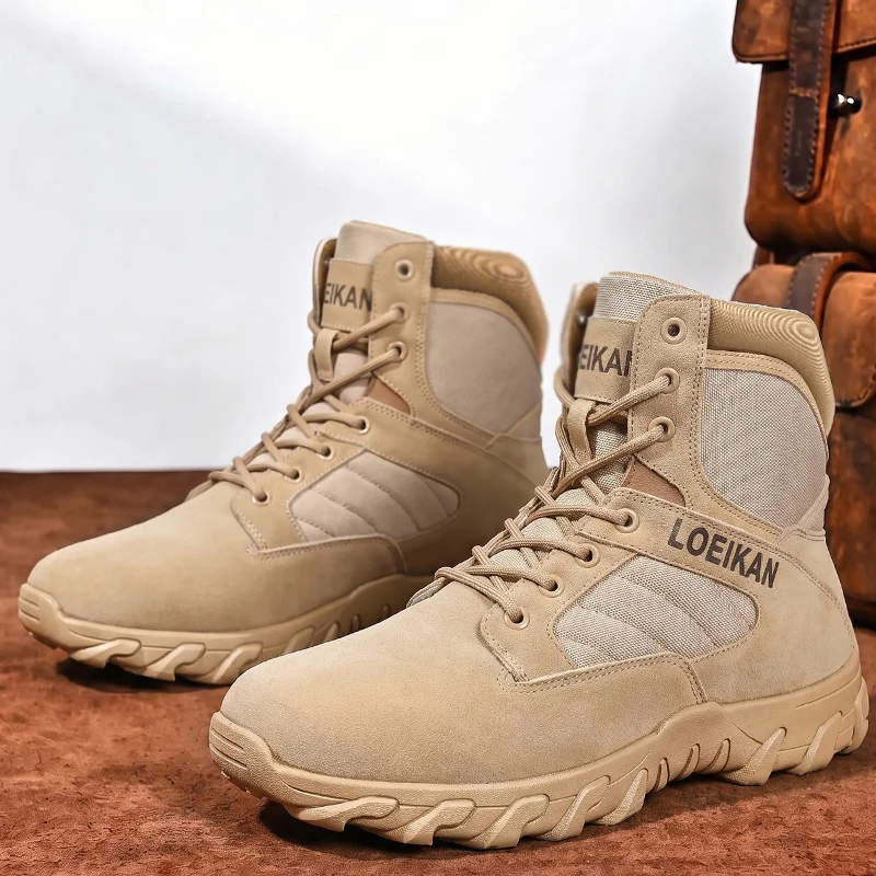 Men Military Tactical Boots Shock Absorbing Anti-Slip High Top Shoes For Hunting Trekking Daily Work Outdoor