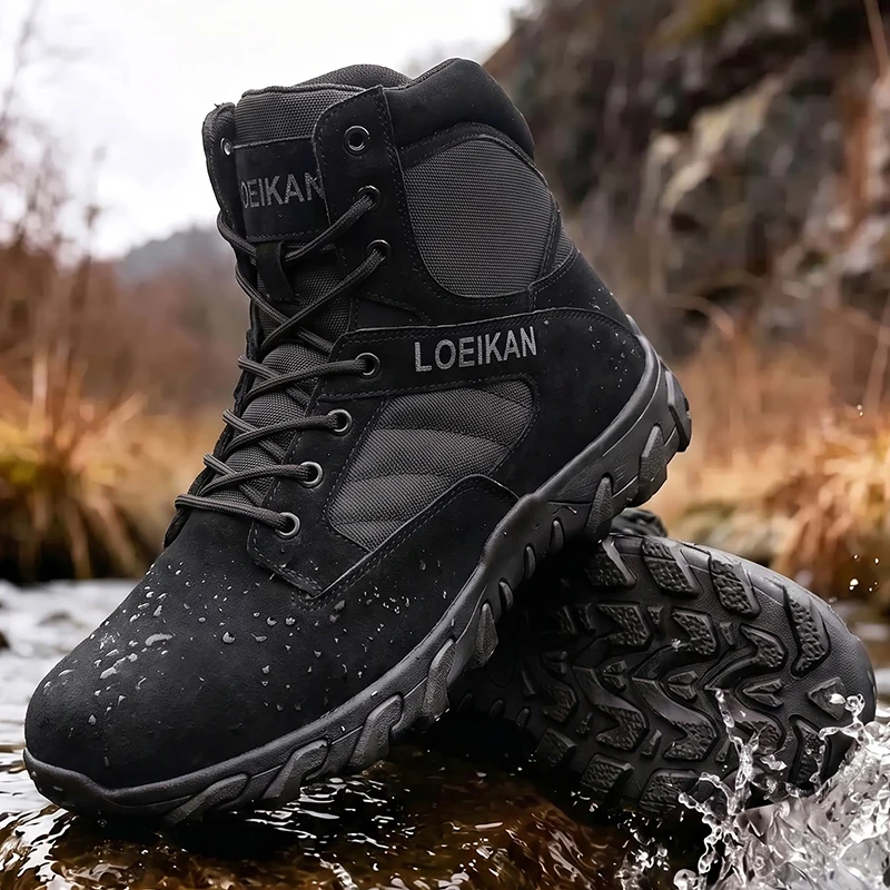 Men Military Tactical Boots Shock Absorbing Anti-Slip High Top Shoes For Hunting Trekking Daily Work Outdoor