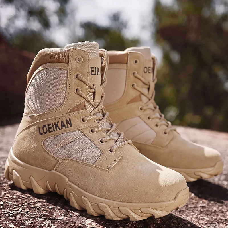 Men Military Tactical Boots Shock Absorbing Anti-Slip High Top Shoes For Hunting Trekking Daily Work Outdoor