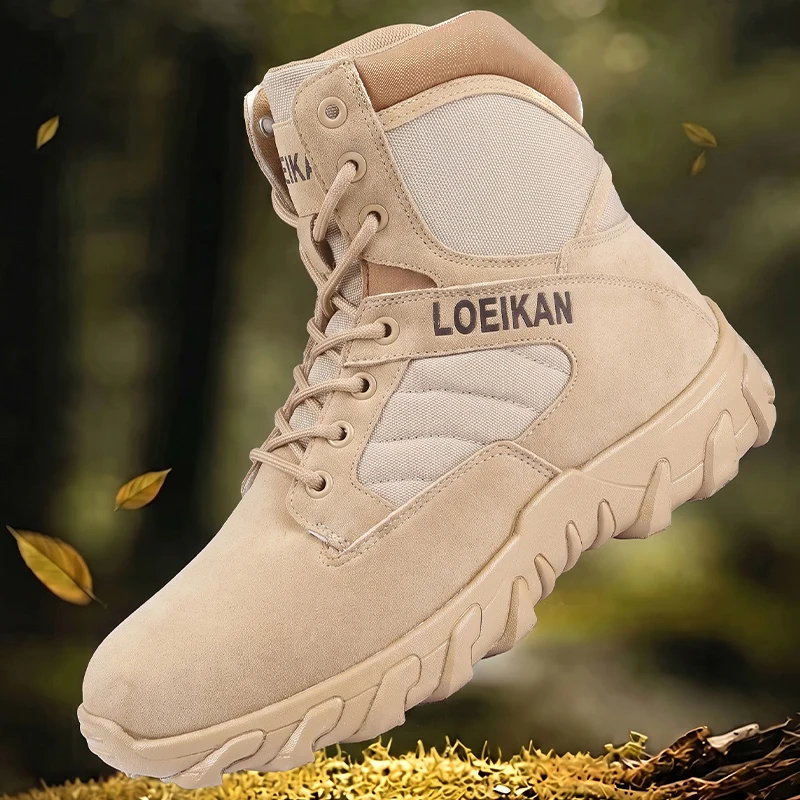 Men Military Tactical Boots Shock Absorbing Anti-Slip High Top Shoes For Hunting Trekking Daily Work Outdoor