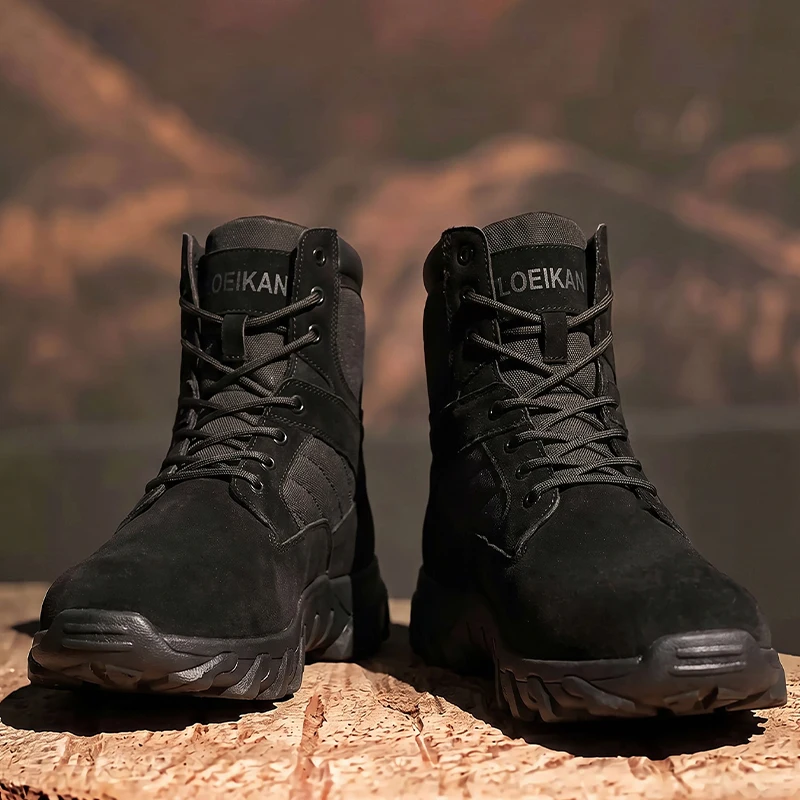 Men Military Tactical Boots Shock Absorbing Anti-Slip High Top Shoes For Hunting Trekking Daily Work Outdoor