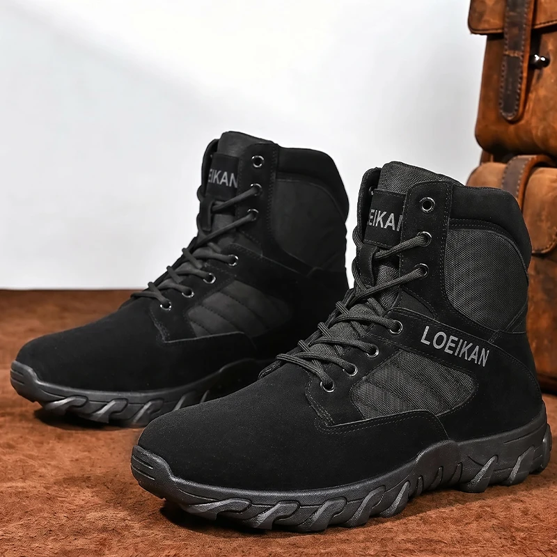 Men Military Tactical Boots Shock Absorbing Anti-Slip High Top Shoes For Hunting Trekking Daily Work Outdoor