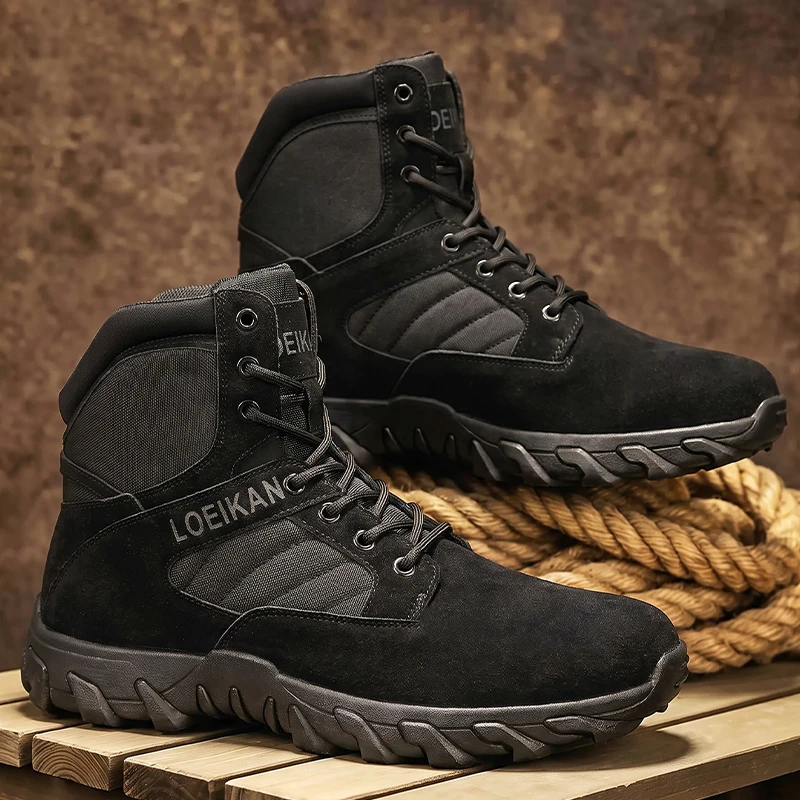 Men Military Tactical Boots Shock Absorbing Anti-Slip High Top Shoes For Hunting Trekking Daily Work Outdoor