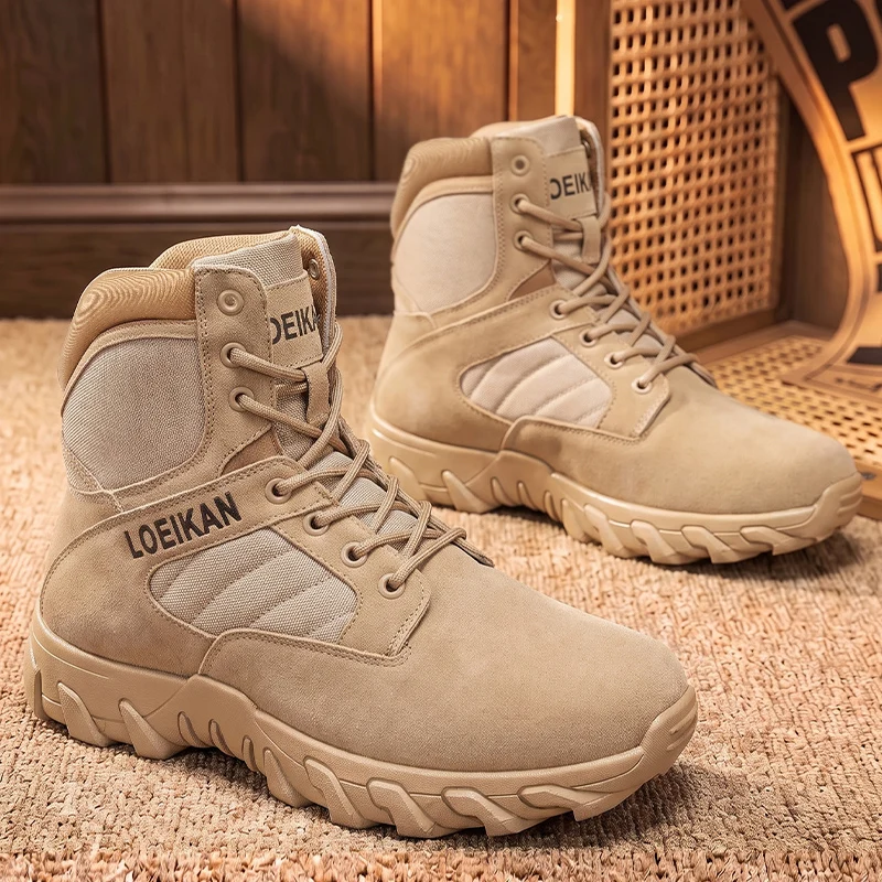 Men Military Tactical Boots Shock Absorbing Anti-Slip High Top Shoes For Hunting Trekking Daily Work Outdoor