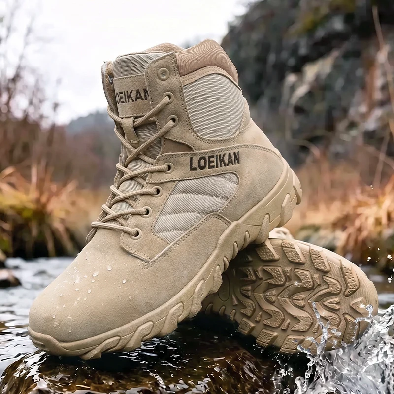 Men Military Tactical Boots Shock Absorbing Anti-Slip High Top Shoes For Hunting Trekking Daily Work Outdoor