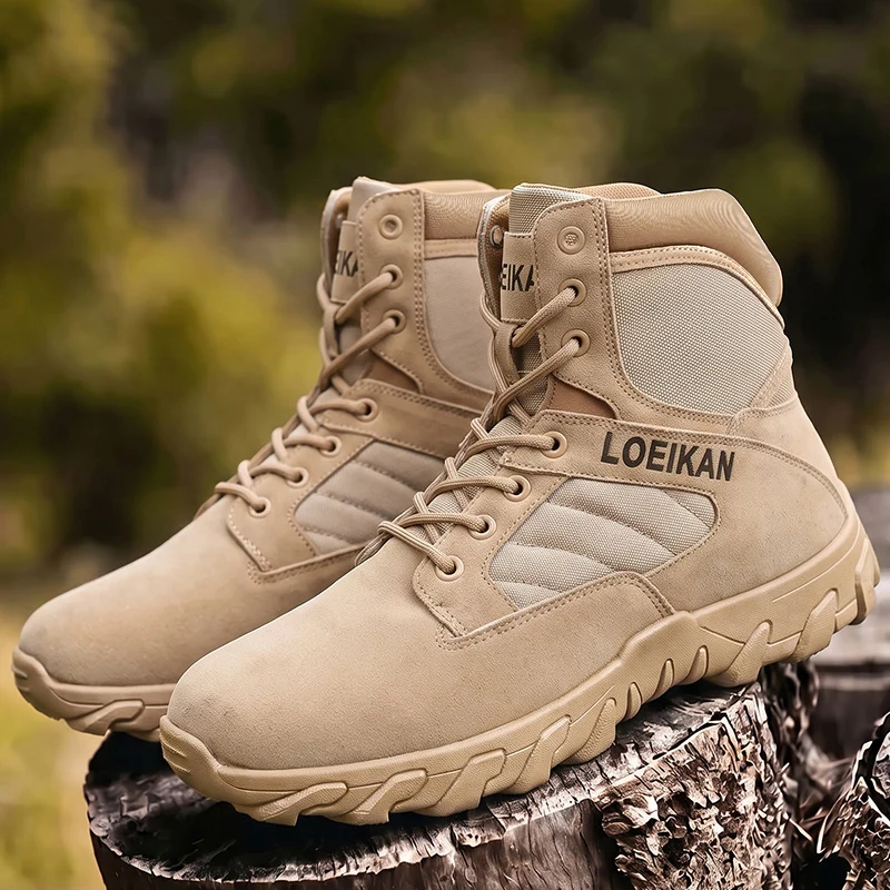 Men Military Tactical Boots Shock Absorbing Anti-Slip High Top Shoes For Hunting Trekking Daily Work Outdoor