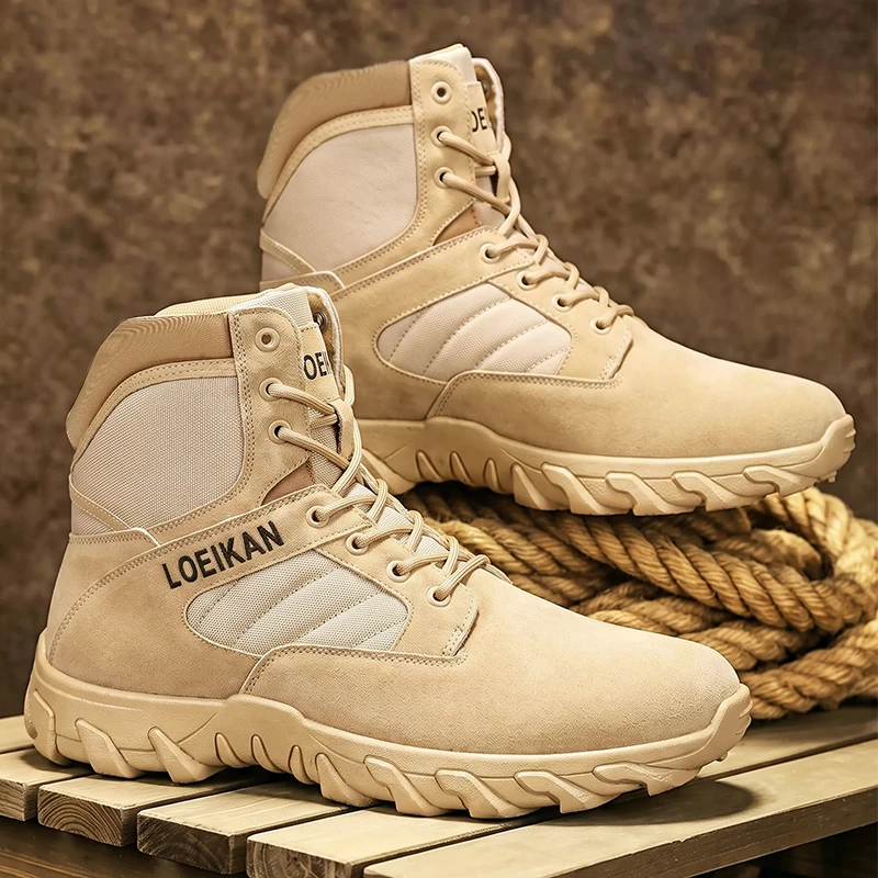 Men Military Tactical Boots Shock Absorbing Anti-Slip High Top Shoes For Hunting Trekking Daily Work Outdoor
