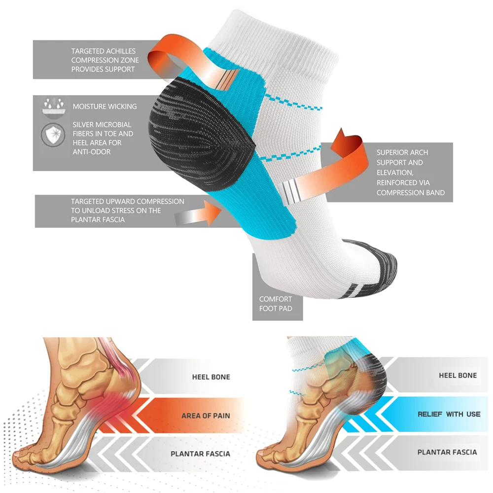 7Pairs/5Pairs Compression Socks Plantar Fasciitis Relief Foot Pads for Women Men Ankle Support Heel Spurs Pain Protector Socks