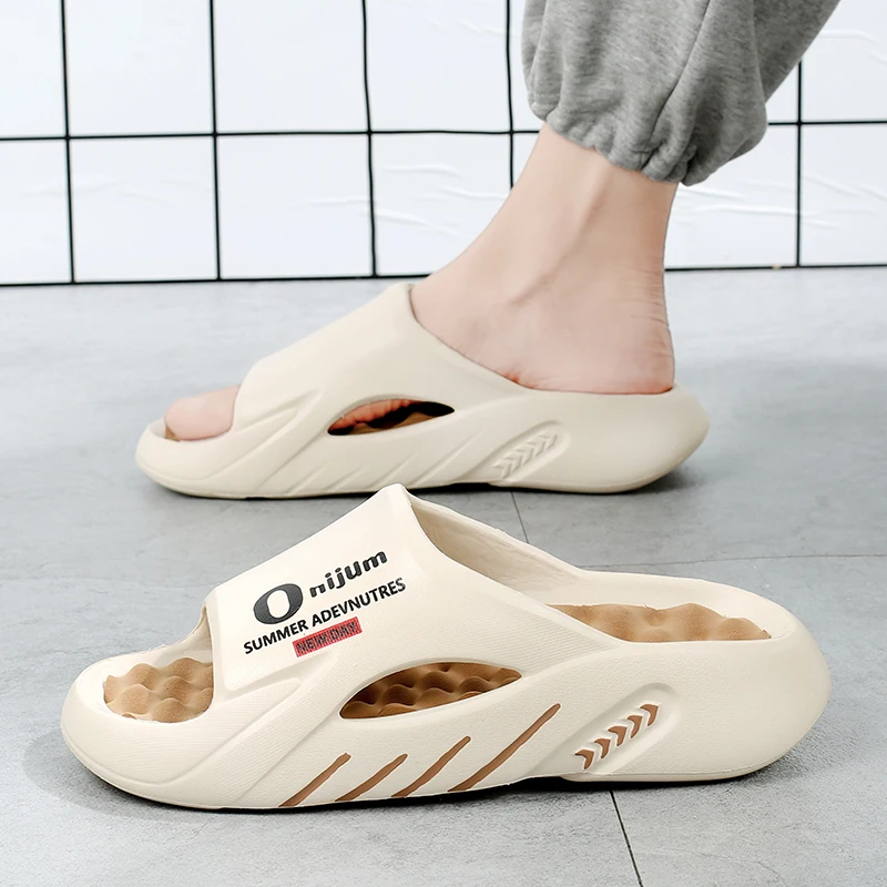 New Men's Massage Slippers Indoor Outdoor Sandals Beach Casual Shoes Comfortable Slides Men Women Home Slippers Big Size 46 47