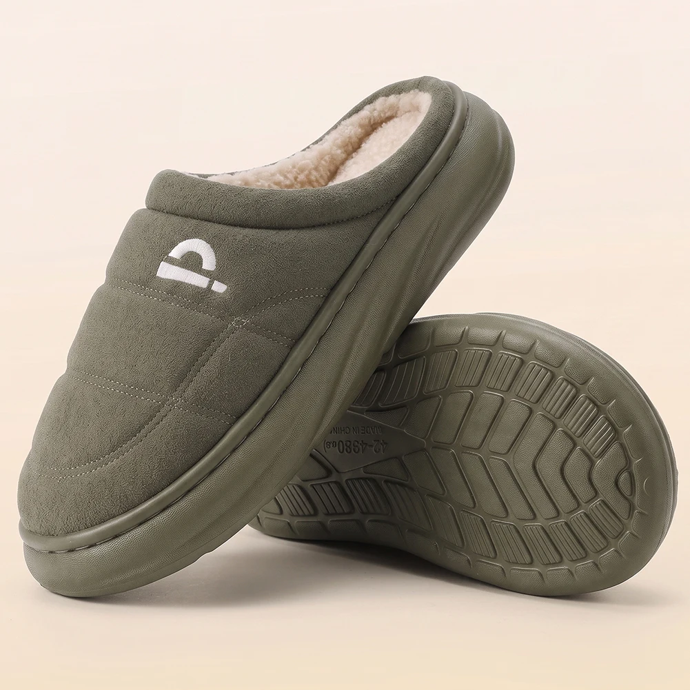 Wide Last Men's Arch Support Slippers EVA Thick Soled Shoes anti Slip Memory Cotton Pad Striped Design Winter Warm Home Shoes