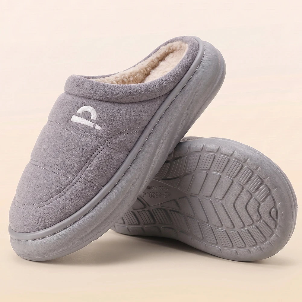 Wide Last Men's Arch Support Slippers EVA Thick Soled Shoes anti Slip Memory Cotton Pad Striped Design Winter Warm Home Shoes