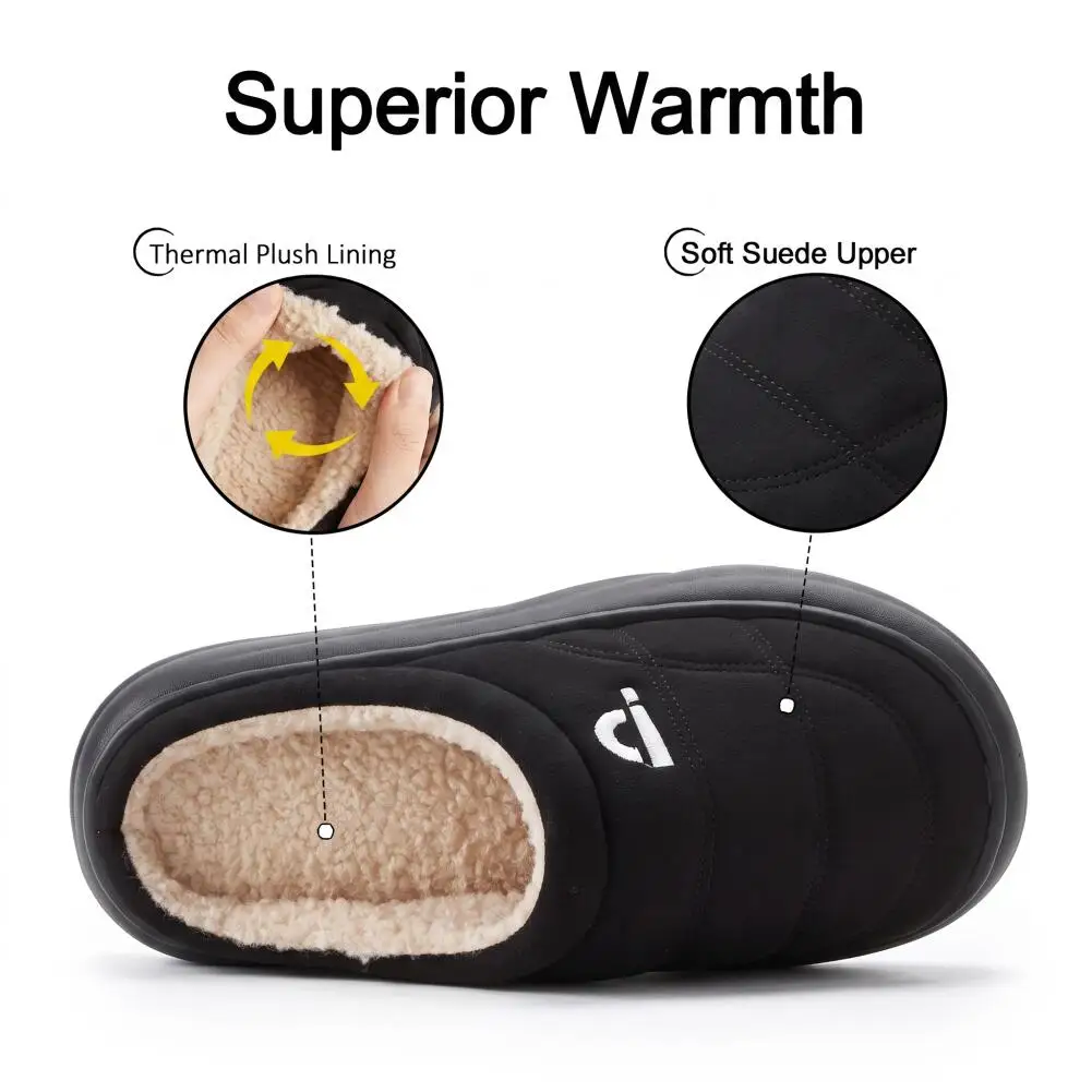 Wide Last Men's Arch Support Slippers EVA Thick Soled Shoes anti Slip Memory Cotton Pad Striped Design Winter Warm Home Shoes