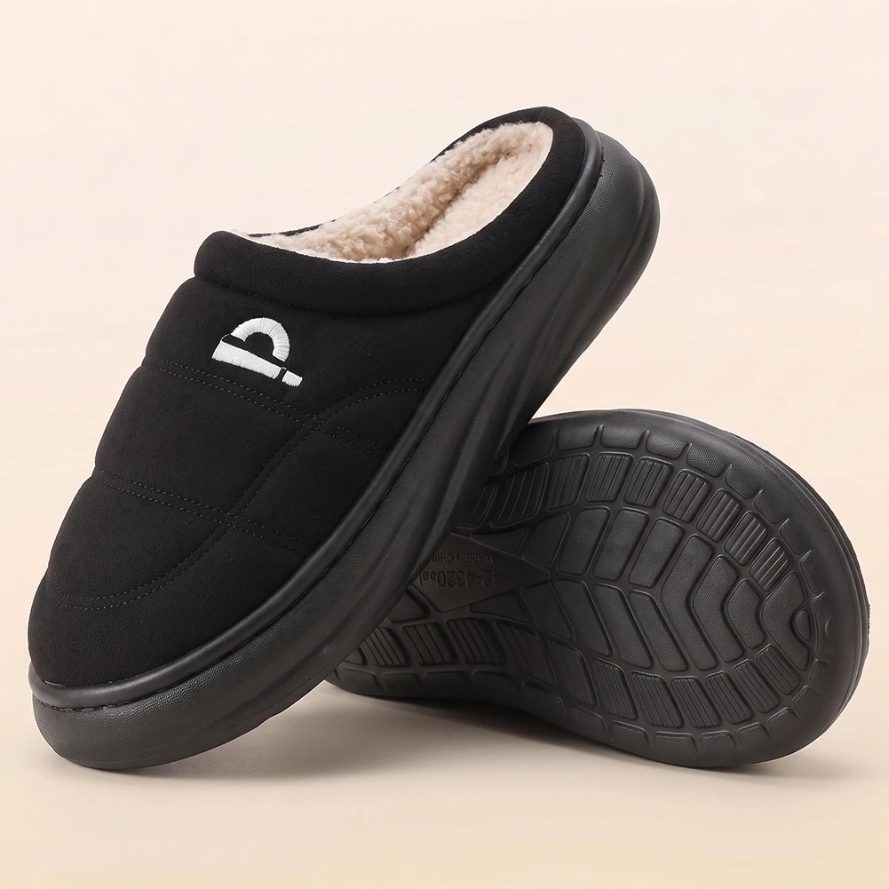 Wide Last Men's Arch Support Slippers EVA Thick Soled Shoes anti Slip Memory Cotton Pad Striped Design Winter Warm Home Shoes