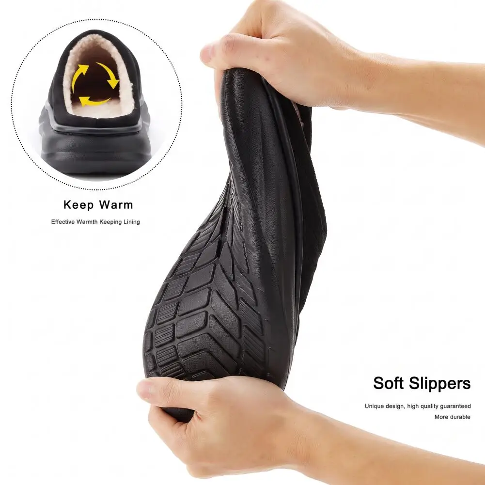 Wide Last Men's Arch Support Slippers EVA Thick Soled Shoes anti Slip Memory Cotton Pad Striped Design Winter Warm Home Shoes