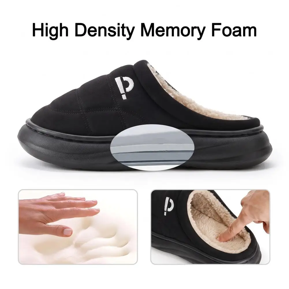 Wide Last Men's Arch Support Slippers EVA Thick Soled Shoes anti Slip Memory Cotton Pad Striped Design Winter Warm Home Shoes