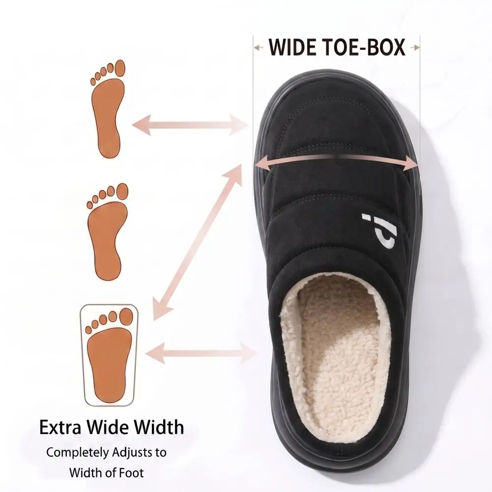 Wide Last Men's Arch Support Slippers EVA Thick Soled Shoes anti Slip Memory Cotton Pad Striped Design Winter Warm Home Shoes