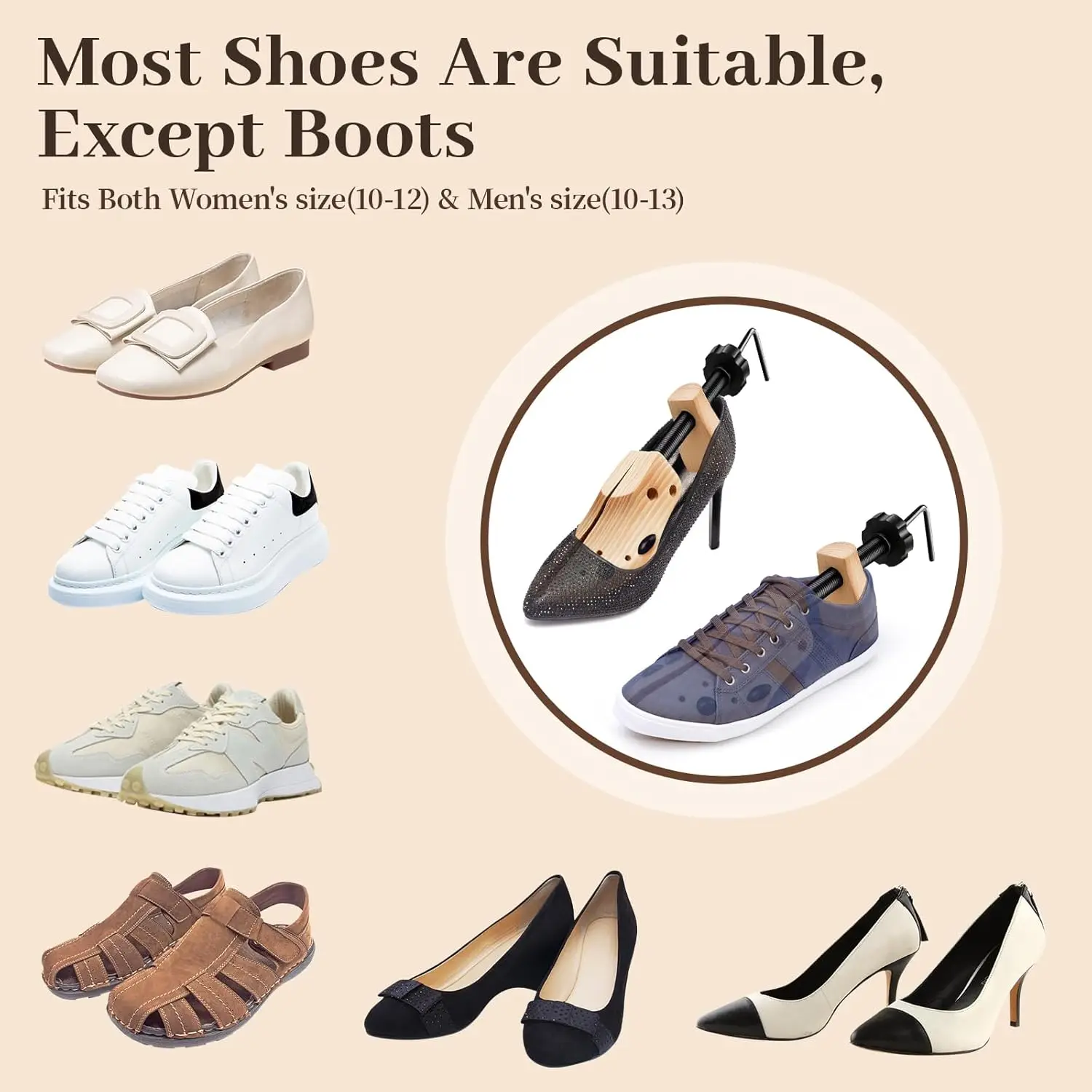 Repacego 1/2 Pc Wooden Shoe Trees Adjustable Shoe Stretcher Expander Men Women Unisex Length Width shoes Extender Keeper Heels