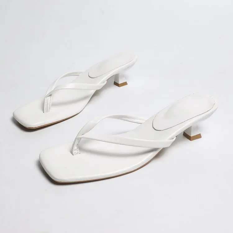 Women Retro Slippers New Summer Soft Leather Sandals Cat Women Shoes Thin Belt Thin Heel Soft Sole Flip-flops Slide Women