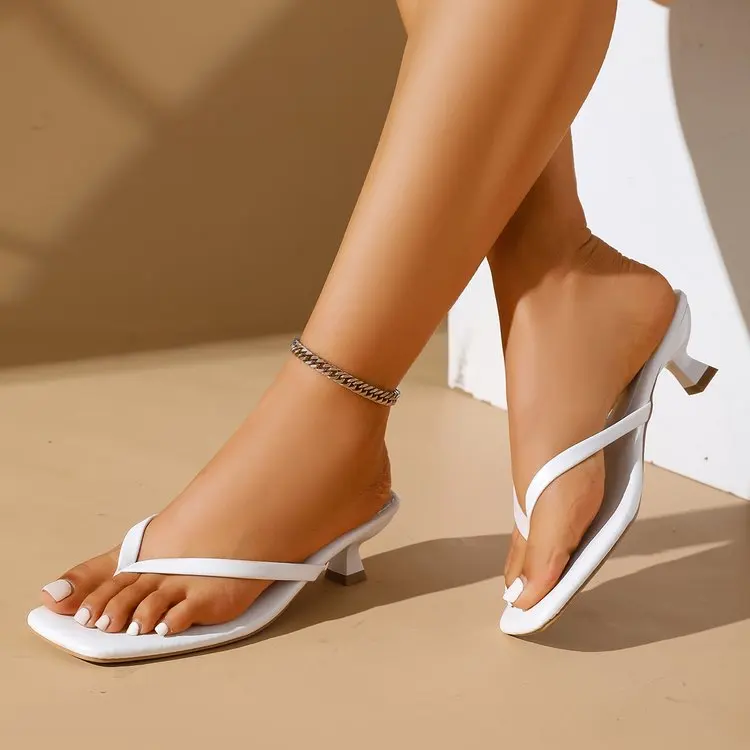 Women Retro Slippers New Summer Soft Leather Sandals Cat Women Shoes Thin Belt Thin Heel Soft Sole Flip-flops Slide Women