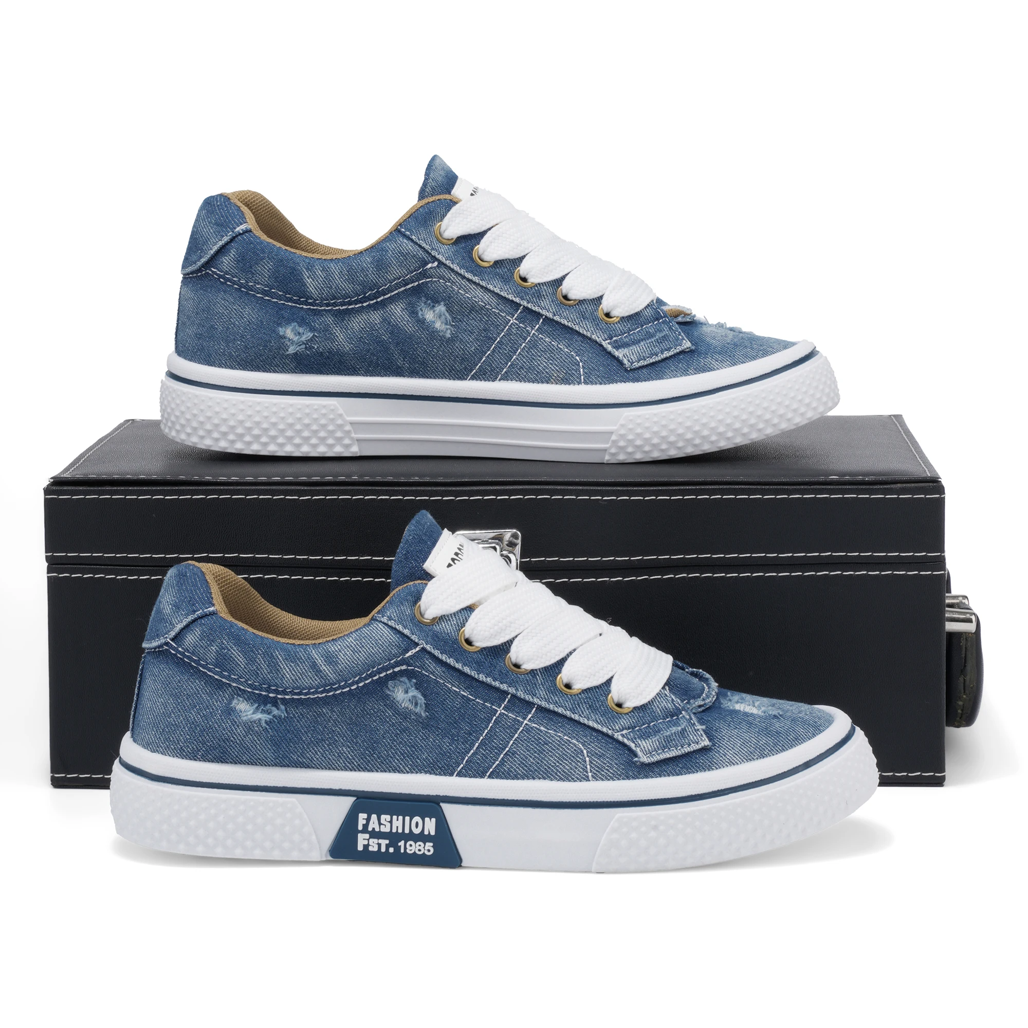 Personalized Spring and Autumn New Men's Shoes, Korean Style Fashionable Large Size Low-Top Casual Shoes, Denim Single Shoes, Versatile Sneakers