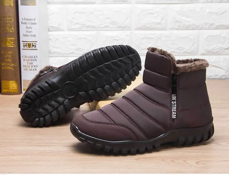 Winter Men Ankle Snow Boots Waterproof Non Slip Shoes for Men Casual Keep Warm Plush Plus Size Couple Footwear Chaussure Homme