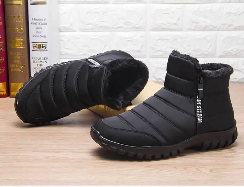 Winter Men Ankle Snow Boots Waterproof Non Slip Shoes for Men Casual Keep Warm Plush Plus Size Couple Footwear Chaussure Homme