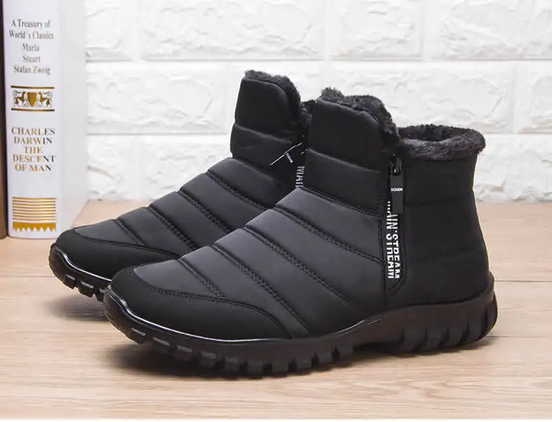 Winter Men Ankle Snow Boots Waterproof Non Slip Shoes for Men Casual Keep Warm Plush Plus Size Couple Footwear Chaussure Homme