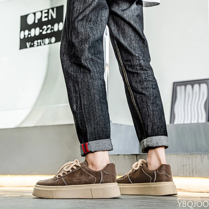 Large Size Spring and Autumn New Thick Sole Height Increasing Casual Men's Shoes Niche Trend Versatile Flat Sports Men's Shoes