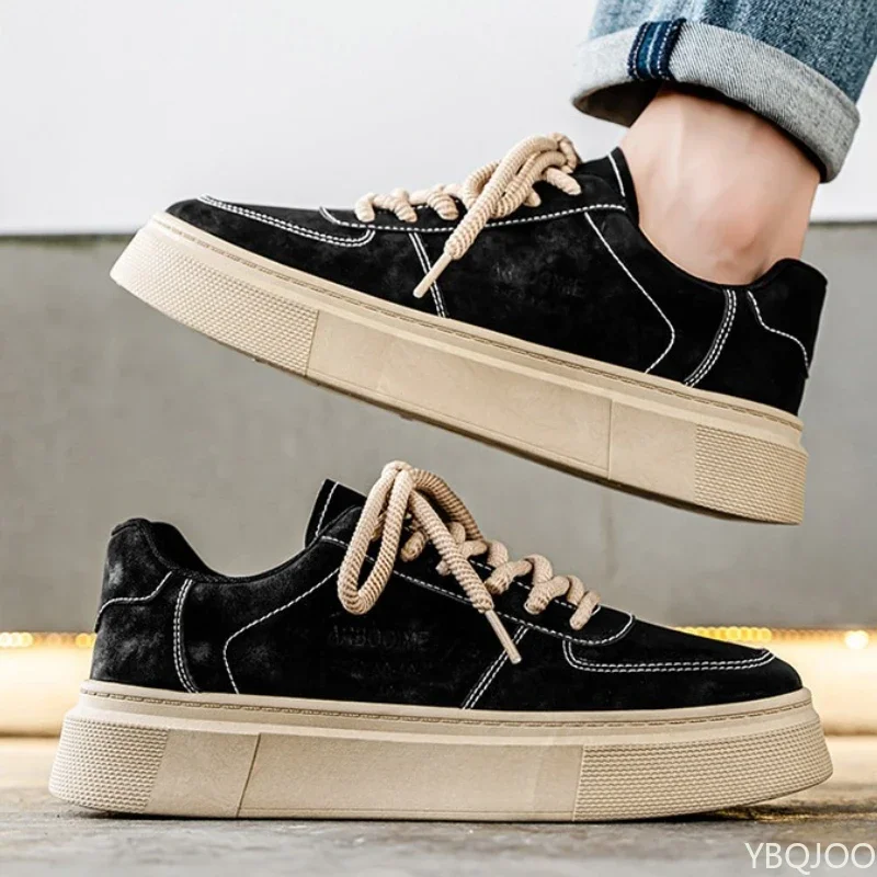 Large Size Spring and Autumn New Thick Sole Height Increasing Casual Men's Shoes Niche Trend Versatile Flat Sports Men's Shoes