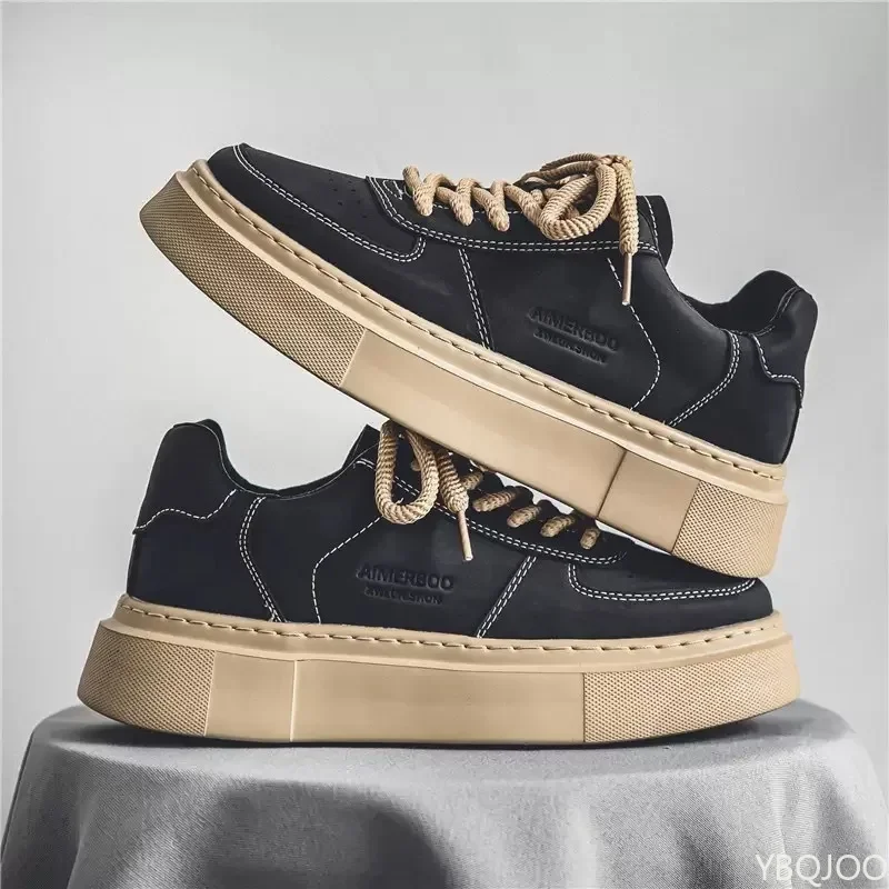 Large Size Spring and Autumn New Thick Sole Height Increasing Casual Men's Shoes Niche Trend Versatile Flat Sports Men's Shoes