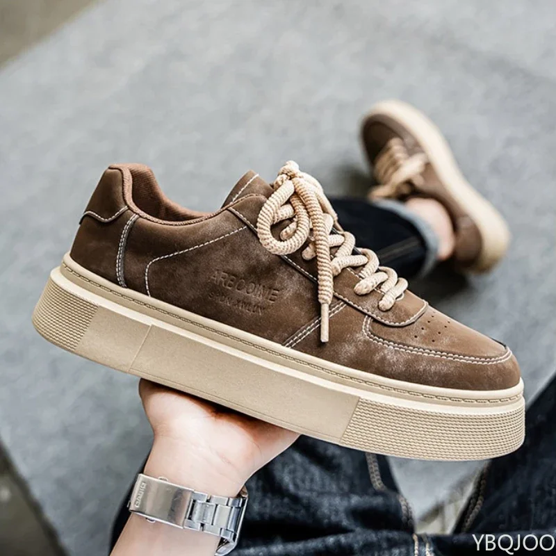 Large Size Spring and Autumn New Thick Sole Height Increasing Casual Men's Shoes Niche Trend Versatile Flat Sports Men's Shoes